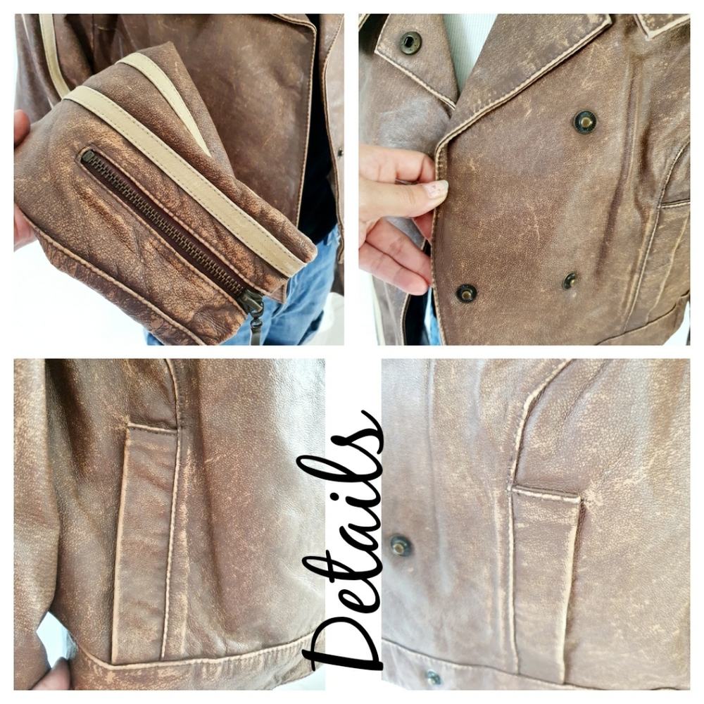 Genuine Leather Brown Cropped Jacket - Picture 10 of 15